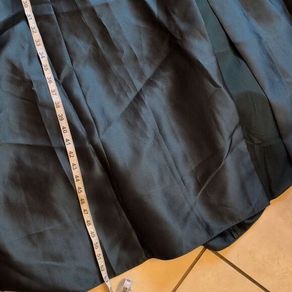 NWT Alfred Sung Strapless A-line Satin Gown Modern Bow Detail Evergreen 14 - Picture 10 of 13